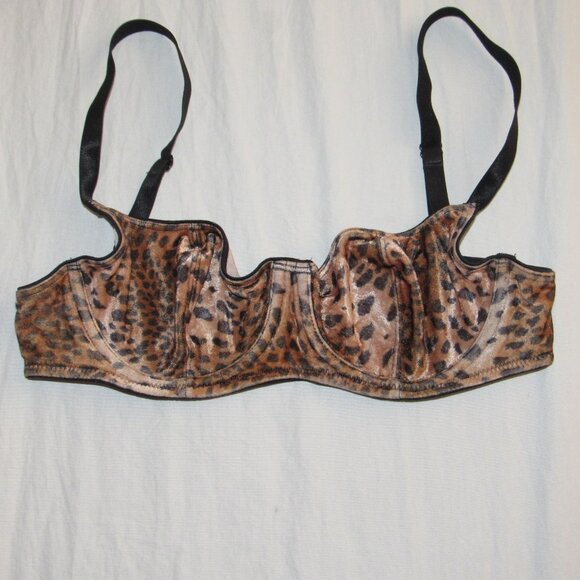 Vintage 90’s Victoria's Secret Animal Cheetah Stretchy Velvet Bra sz 34B 1997 - Picture 1 of 4